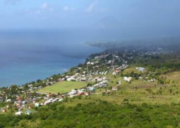 Picture of Nevis with foggy skyline