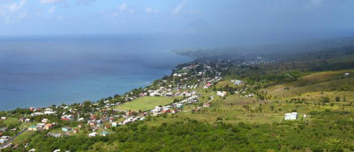 Picture of Nevis with foggy skyline