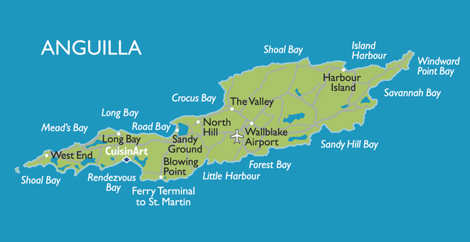 Anguilla on atlas style map