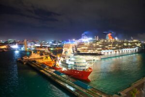 Nassau Port in the Bahamas at Night