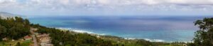 View of the caribbean sea from the top of a hill