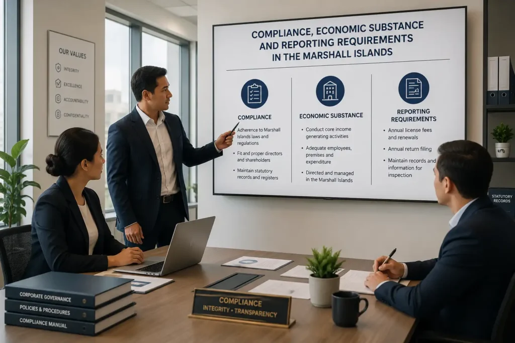 Corporate Compliance Presentation in a Modern Office