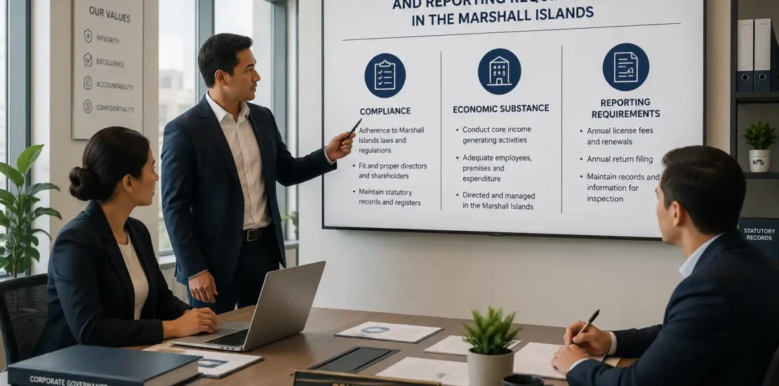 Corporate Compliance Presentation in a Modern Office